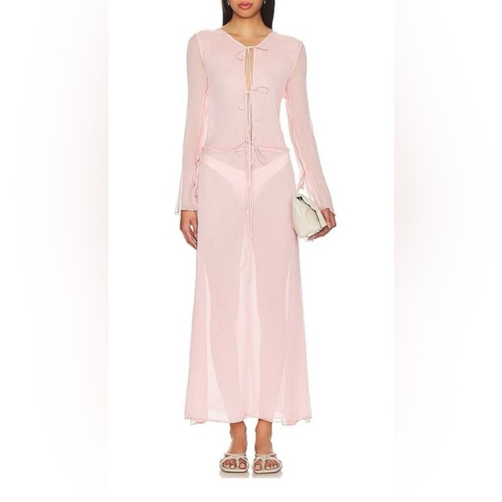 BUBISH Luxe NWT Revolve Charlotte Sheer Maxi Dress in Blush US Size 4 feminine